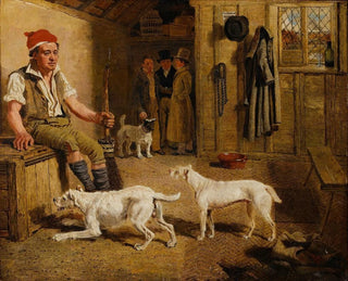 Lambert Marshall - An Interior Scene With A Servant And Parson Jack Russell Hunt Terriers.webp