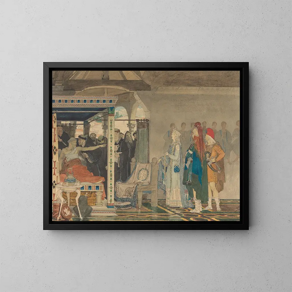 Frédégonde przy łóżku Prétextat - Lawrence Alma-Tadema — oprawiony obraz na ścianie
