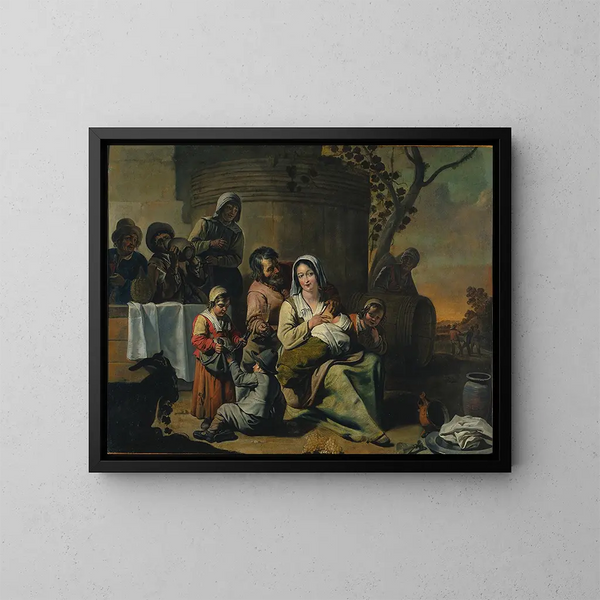 scena vintage - Rodzina Le Nain — oprawiony obraz na ścianie