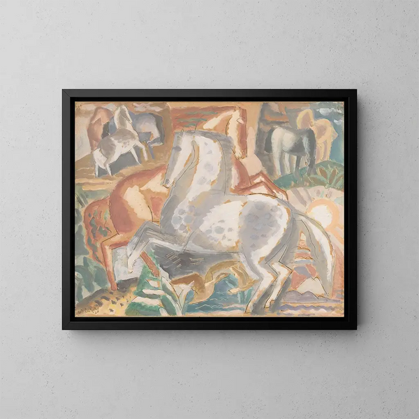 Konie w pejzażu - Leo Gestel — oprawiony obraz na ścianie