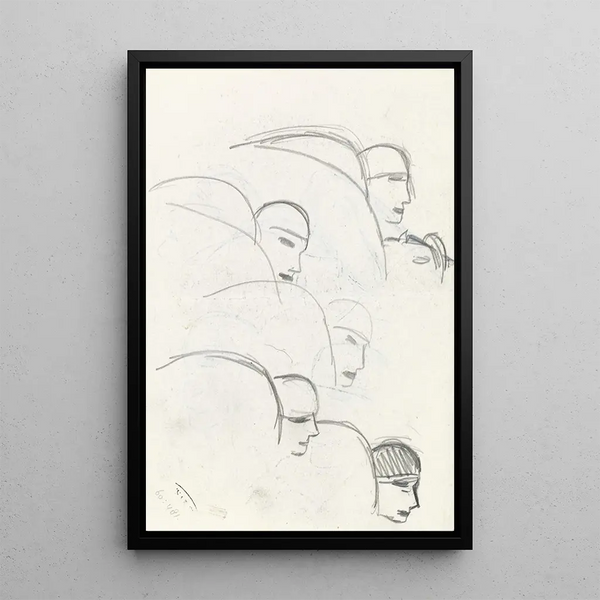 Leo Gestel - Schetsblad met studies voor een omhelsing kus.webp