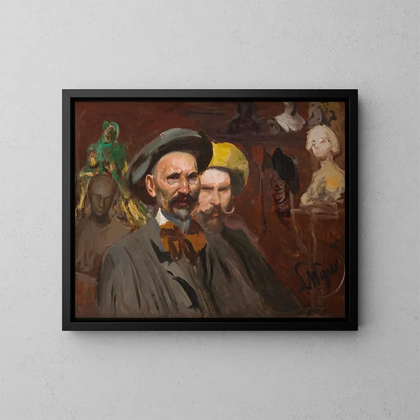 autoportret z Konstantym Laszczką - Leon Wyczółkowski — oprawiony obraz na ścianie