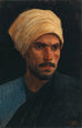 Arab z żółtym turbanem i niebieskim burnus - Leopold Carl Müller — widok dzieła