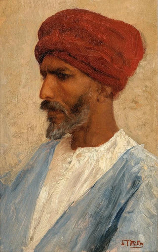 Leopold Carl Mller - Portrait of an Oriental with a Red Turban.webp