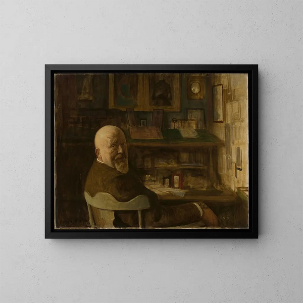 Portret mężczyzny przy biurku - Leopold von Kalckreuth — oprawiony obraz na ścianie