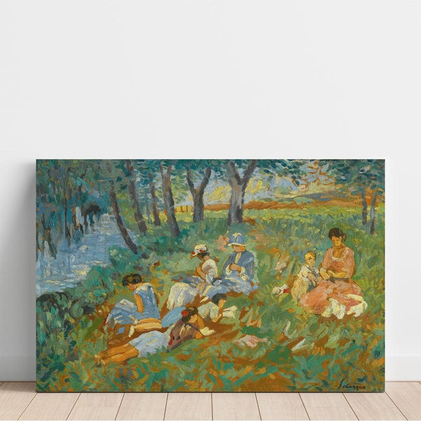 Reprodukcja obrazu Les Andelys, rodzina Lebasque nad brzegiem wody - Henri Lebasque
