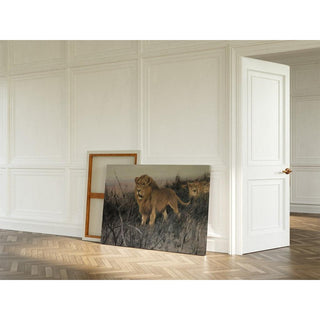 Lions dans la steppe brûlée - Wilhelm Kuhnert | Reproduction Tableau Décoration murale affiche copie