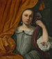 Portret dziewczyny patrzącej za pomarańczową zasłoną - Lodewijk van der Helst — widok dzieła