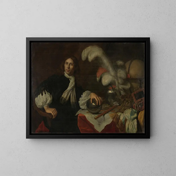 Portret posthume Aucke Stellingwerff, admirał Fryzji, zabity w 1665 roku w Lowestoft przez kulę armatnią - Lodewijk van der Helst — oprawiony obraz na ścianie