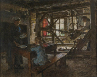 Lon Augustin Lhermitte - Figures In A Cottage Interior.webp