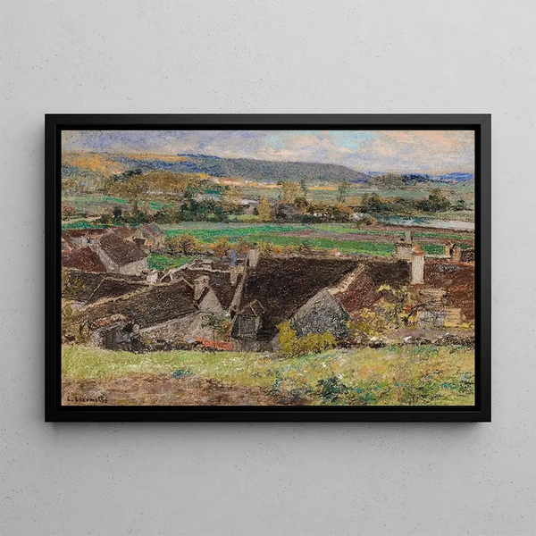 Les Toits vue de village - Léon Augustin Lhermitte — oprawiony obraz na ścianie
