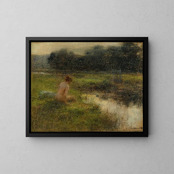 La Baigneuse - Léon Augustin Lhermitte — oprawiony obraz na ścianie