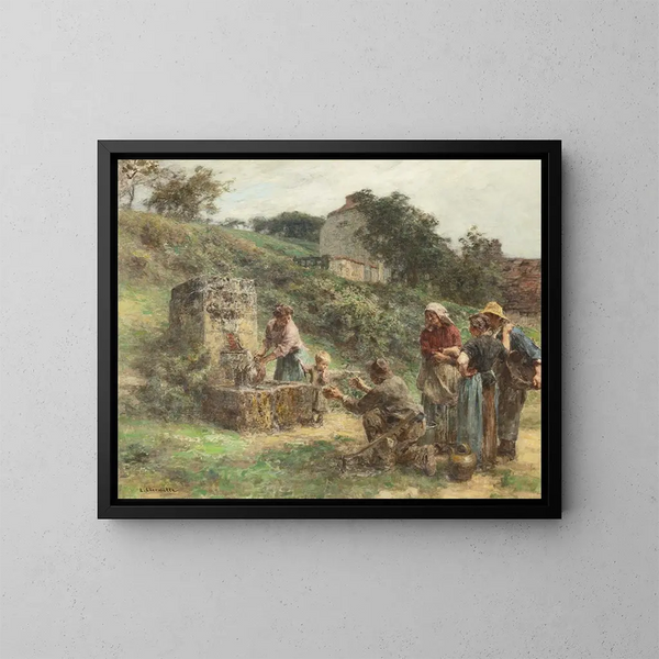 La Fontaine - Léon Augustin Lhermitte — oprawiony obraz na ścianie