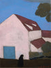 Ferme, la façade rose, silhouette de femme - Léon Spilliaert — widok dzieła
