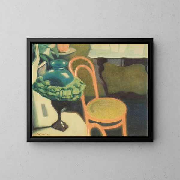 wnętrza z krzesłem i lampą z opaliny - Léon Spilliaert — oprawiony obraz na ścianie