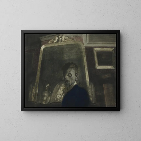 autoportret z lustrem - Léon Spilliaert — oprawiony obraz na ścianie