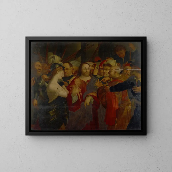 Le Christ et la femme adultère - Lorenzo Lotto — oprawiony obraz na ścianie