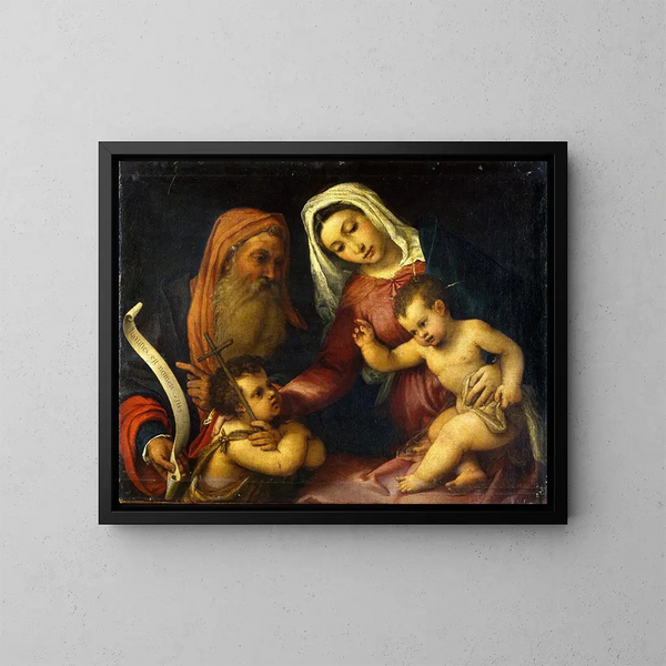 La Vierge et l'Enfant avec les saints Zacharie et Jean-Baptiste - Lorenzo Lotto — oprawiony obraz na ścianie