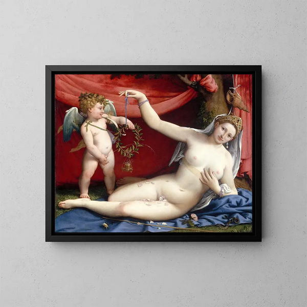 Wenus i Kupidyn - Lorenzo Lotto — oprawiony obraz na ścianie