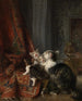 Wnętrze z kotami - Louis-Eugène Lambert — widok dzieła