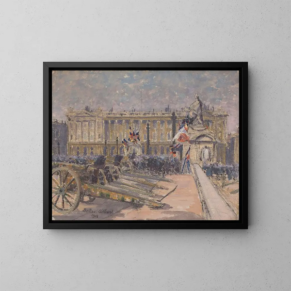 Plac Konstytucji w dniu zawieszenia broni, 11 listopada 1918 - Louis-Gilbert Bellan — oprawiony obraz na ścianie