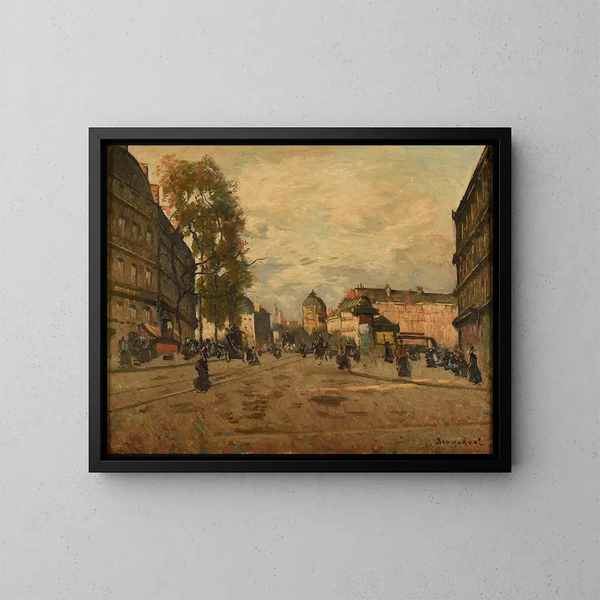 La place Saint-Michel, Paryż - Louis Braquaval — oprawiony obraz na ścianie