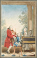 Portret Wolfganga Amadeusa Mozarta Salzburga 1756–Wenecji 1791 grającego w Paryżu ze swoim ojcem Jean-Georg-Léopoldem i siostrą Marią-Anną - Louis Carrogis Carmontelle — widok dzieła