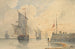 Łodzie rybackie Chasse-Marée wciągające żagiel na otwartym morzu w Calais - Louis François Thomas Francia — widok dzieła