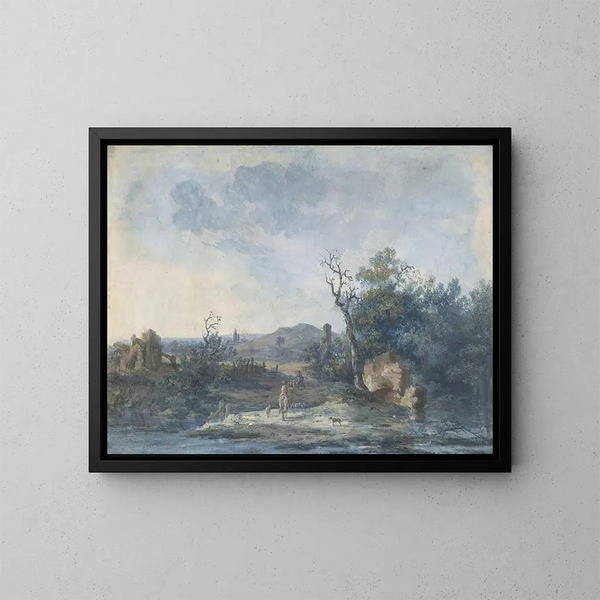 Figures sur une route de campagne - Louis Gabriel Moreau — oprawiony obraz na ścianie