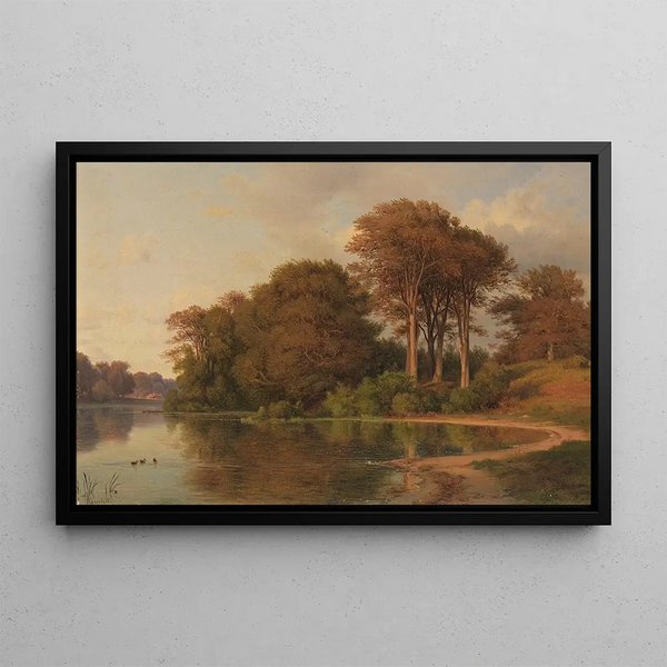 pejzażu letniego z brzegiem jeziora - Louis Gurlitt — oprawiony obraz na ścianie