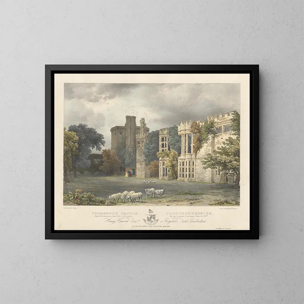 Zamku Thornbury, Gloucestershire - Louis Haghe — oprawiony obraz na ścianie