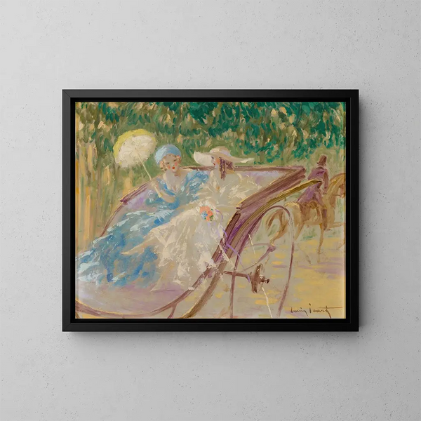 Dwie eleganckie kobiety w wapieniu - Louis Icart — oprawiony obraz na ścianie