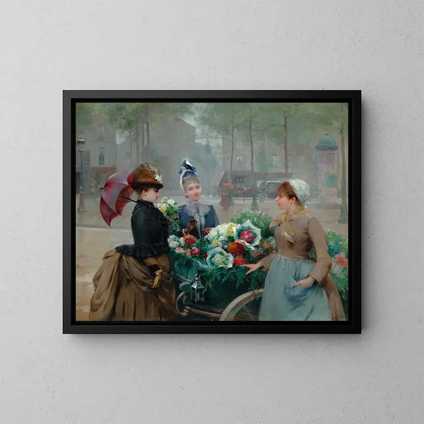 Le marché aux fleurs - Louis Marie de Schryver — oprawiony obraz na ścianie