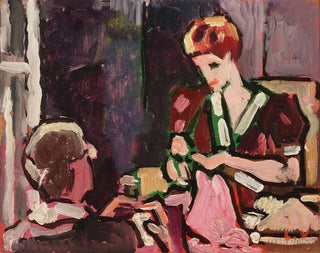 Młoda kobieta szyjąca - Louis Valtat — widok dzieła