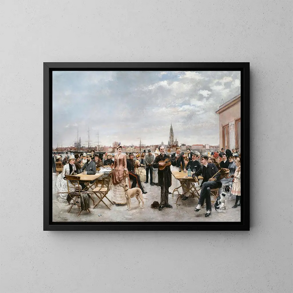 Le Café Belvédère d'Anvers - Louis Van Engelen — oprawiony obraz na ścianie