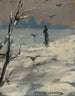 Eleganckiej kobiety, którą nazywa się Sarah Bernhardt podczas zimowego spaceru - Louise Abbema — widok dzieła