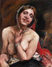 Kobiecy semi-nagi obraz na krześle L aktorka Gertrud Eysoldt - Lovis Corinth — widok dzieła