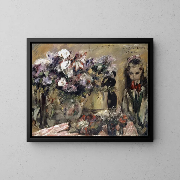 Kwiaty i dziewczyna Wilhelmine - Lovis Corinth — oprawiony obraz na ścianie