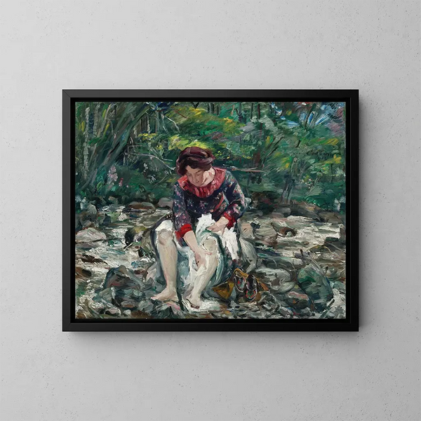 Dziewczyna w strumieniu - Lovis Corinth — oprawiony obraz na ścianie