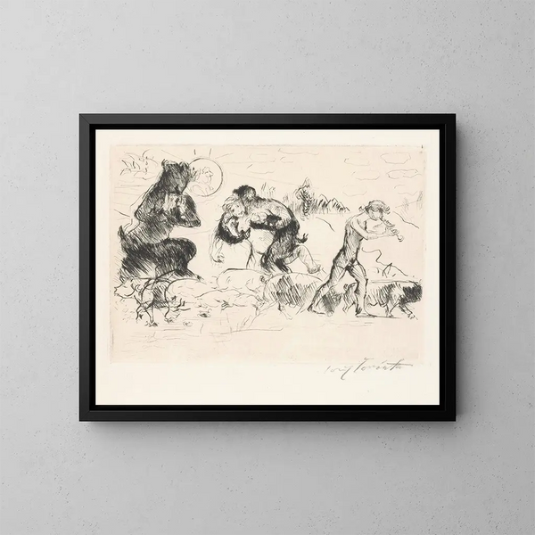 Satyrów, nimfa, faun i grupa świń - Lovis Corinth — oprawiony obraz na ścianie