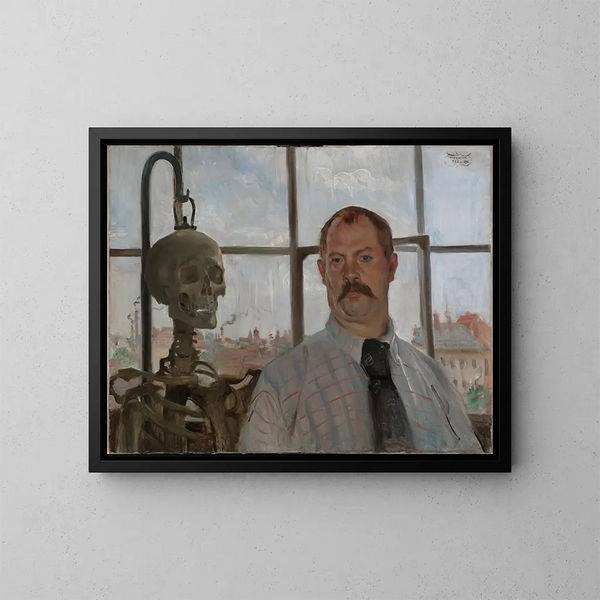 autoportret z czaszką - Lovis Corinth — oprawiony obraz na ścianie