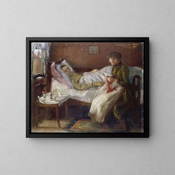 Ojciec artysty na łóżku chorego - Lovis Corinth — oprawiony obraz na ścianie