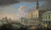 Widok na molo w Wenecji na zachód - Luca Carlevarijs — widok dzieła