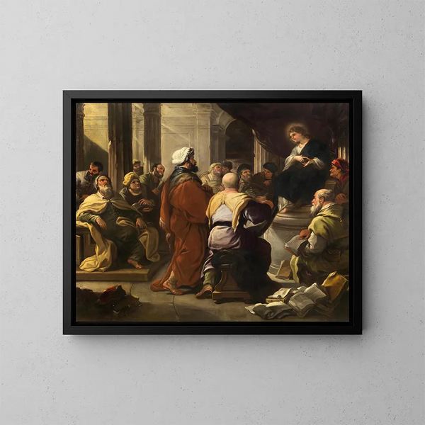Chrystus wśród uczonych - Luca Giordano — oprawiony obraz na ścianie