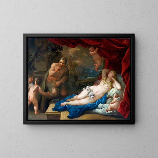 Jowisz i Antiope - Luca Giordano — oprawiony obraz na ścianie