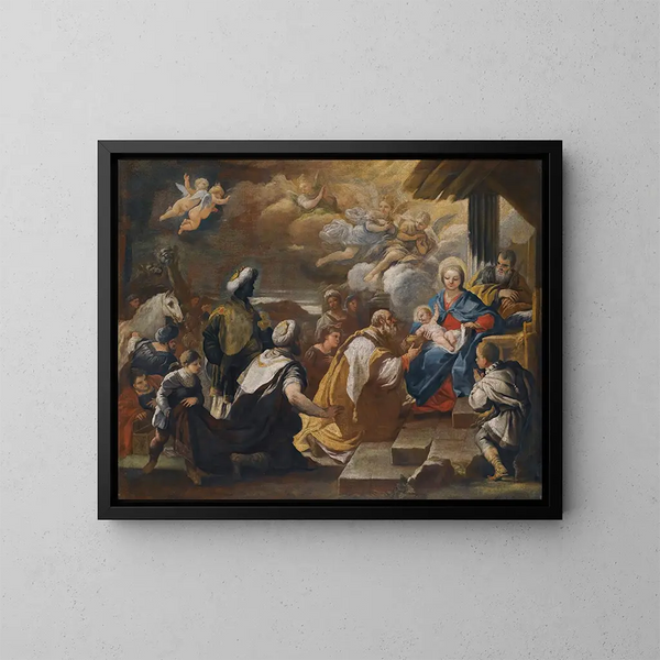 Uczczenie Trzech Króli - Luca Giordano — oprawiony obraz na ścianie