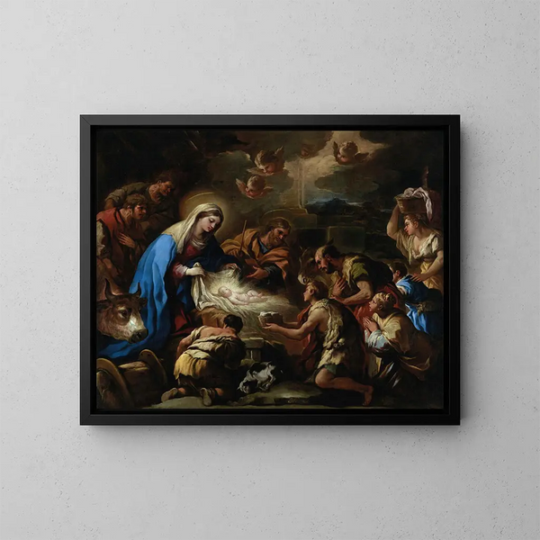 L'Adoration des bergers - Luca Giordano — oprawiony obraz na ścianie