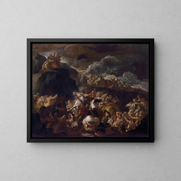 Bitwa Izraela i Amaleka - Luca Giordano — oprawiony obraz na ścianie