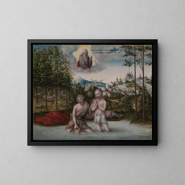 Le Baptême du Christ - Lucas Cranach l'Ancien — oprawiony obraz na ścianie