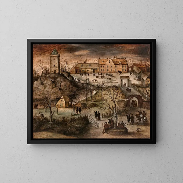 Place forte dans un paysage d'hiver - Lucas Gassel — oprawiony obraz na ścianie